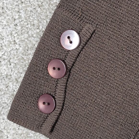 Talbots Silk Cardigan Womens M Brown Knit Button Down Faux Pockets Sweater - Picture 10 of 16